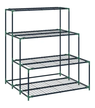 Soporte para Plantas de 4 Niveles con Diseño Escalera y Estructura Metálica Resistente para Interior y Exterior Verde