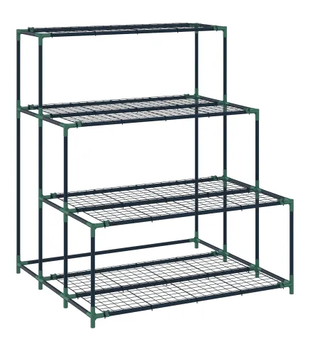 Soporte para Plantas de 4 Niveles con Diseño Escalera y Estructura Metálica Resistente para Interior y Exterior Verde