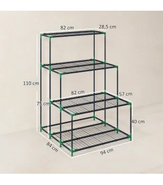 Soporte para Plantas de 4 Niveles con Diseño Escalera y Estructura Metálica Resistente para Interior y Exterior Verde