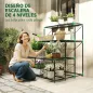 Soporte para Plantas de 4 Niveles con Diseño Escalera y Estructura Metálica Resistente para Interior y Exterior Verde