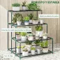 Soporte para Plantas de 4 Niveles con Diseño Escalera y Estructura Metálica Resistente para Interior y Exterior Verde
