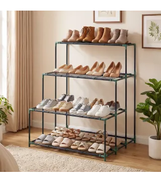 Soporte para Plantas de 4 Niveles con Diseño Escalera y Estructura Metálica Resistente para Interior y Exterior Verde