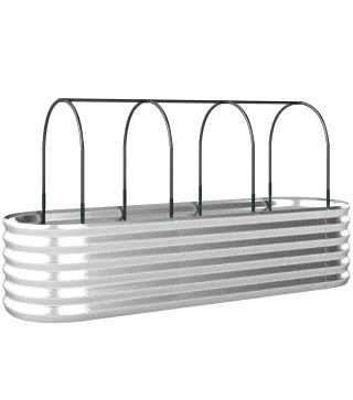 Jardinera Exterior Grande conCubierta de Invernadero y Malla Base Abierta para Patio Terraza 200x60x103 cm Plateado