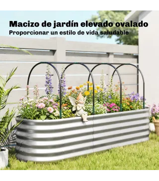 Jardinera Exterior Grande conCubierta de Invernadero y Malla Base Abierta para Patio Terraza 200x60x103 cm Plateado