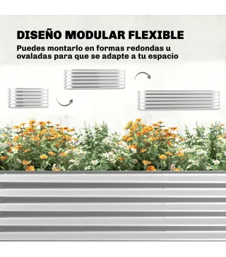 Jardinera Exterior Grande conCubierta de Invernadero y Malla Base Abierta para Patio Terraza 200x60x103 cm Plateado