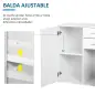 Mueble Auxiliar de Salón Aparador Estrecho con Puertas y Cajones 71x35x76cm Blanco