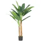 Árbol de Plátano Artificial 150 cm Planta Artificial Decorativa con Maceta y 2 Troncos para Hogar Oficina Salón Verde