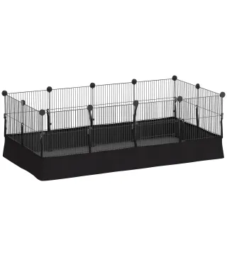 Valla Metálica para Mascotas de 12 Paneles DIY Alfombrilla Impermeable Parque para Cobayas Erizos 120x60x40 cm Negro