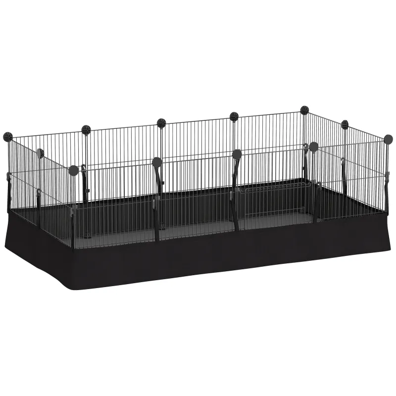 Valla Metálica para Mascotas de 12 Paneles DIY Alfombrilla Impermeable Parque para Cobayas Erizos 120x60x40 cm Negro