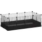 Valla Metálica para Mascotas de 12 Paneles DIY Alfombrilla Impermeable Parque para Cobayas Erizos 120x60x40 cm Negro
