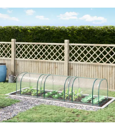 Invernadero de Exterior 350x100x80 cm Invernadero de Jardín con 3 Puertas Enrollables Marco de Acero y para Cultivos Plantas Flo