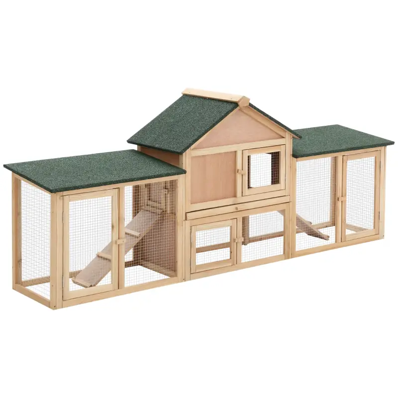 Conejera de Exterior Grande Jaula de Madera para 2-4 Conejos con Techo Asfáltico Recinto de Alambre Bandeja Extraíble y Rampas 2 Conejera de Exterior Grande Jaula de Madera para 2-4 Conejos con Techo Asfáltico Recinto de Alambre Bandeja Extraíble y Rampas 2