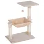 Árbol Rascador para Gatos Centro de Actividad Plataforma Caseta Postes de Sisal Hamaca Bola 50x36x70 cm Beige