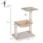 Árbol Rascador para Gatos Centro de Actividad Plataforma Caseta Postes de Sisal Hamaca Bola 50x36x70 cm Beige