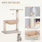 Árbol Rascador para Gatos Centro de Actividad Plataforma Caseta Postes de Sisal Hamaca Bola 50x36x70 cm Beige