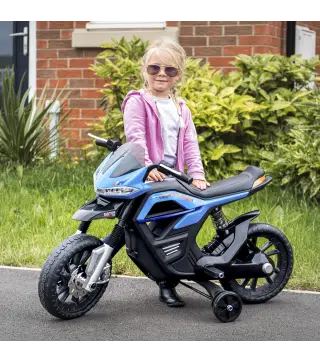 Moto Eléctrica Infantil Moto de Juguete Niños +3 Años Batería 6V con Luces y Música 105x52,3x62,3cm Azul