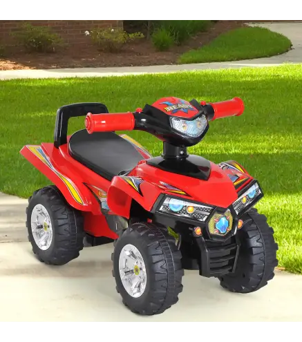 Quad Correpasillos Infantil Coche sin Pedales para Bebe Juguete Andador Estilo Carrera con Bocina Musica Luces 60x38x42c