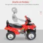 Quad Correpasillos Infantil Coche sin Pedales para Bebé Juguete Andador Estilo Carrera con Bocina Música Luces 60x38x42cm