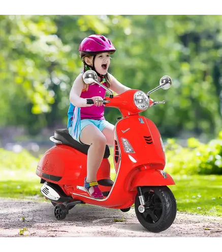Moto Eléctrica Infantil Coche Triciclo Vespa Scooter Eléctrico a Batería con Luz MP3 USB Bocina para Niños Más de 3 Años Carga 2