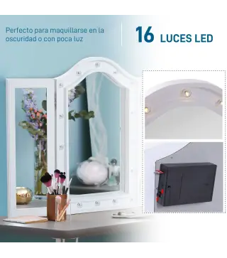 Espejo de Maquillaje con Luz LED