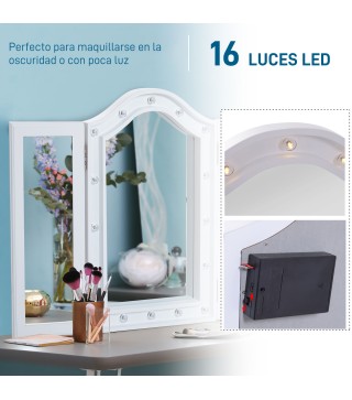 Espejo de Maquillaje con Luz LED