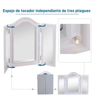 Espejo de Maquillaje con Luz LED