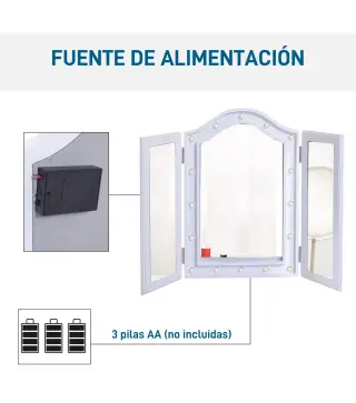 Espejo de Maquillaje con Luz LED