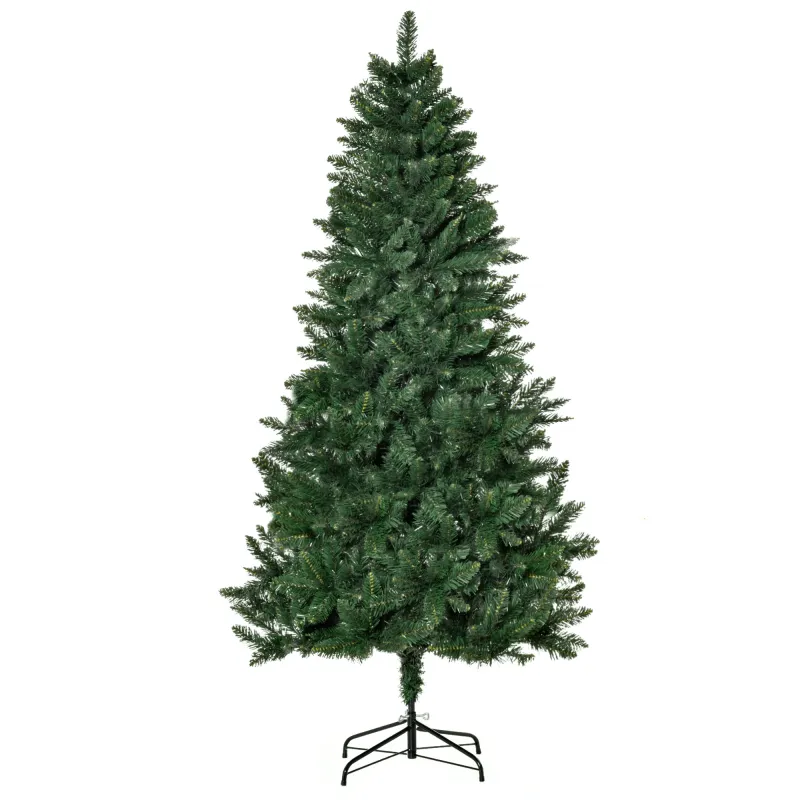 Árbol de Navidad Artificial 180 cm Ignífugo con 724 Ramas con 2 Tipos de Puntas de PVC Base Plegable y Soporte de Acero Decoraci