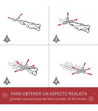 Árbol de Navidad Artificial 180 cm Ignífugo con 724 Ramas con 2 Tipos de Puntas de PVC Base Plegable y Soporte de Acero