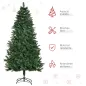 Árbol de Navidad Artificial 180 cm Ignífugo con 724 Ramas con 2 Tipos de Puntas de PVC Base Plegable y Soporte de Acero Decoraci