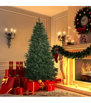 Árbol de Navidad Artificial 180 cm Ignífugo con 724 Ramas con 2 Tipos de Puntas de PVC Base Plegable y Soporte de Acero
