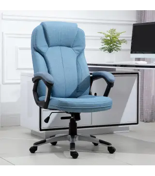 Silla de Oficina Giratoria Silla de Escritorio Ergonómica con Altura Ajustable Reposabrazos y Respaldo Alto Tapizado en Lino Rue