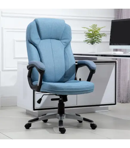 Silla de Oficina Giratoria Silla de Escritorio Ergonómica con Altura Ajustable Reposabrazos y Respaldo Alto Tapizado en Lino Rue