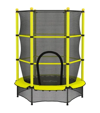 Cama Elástica Infantil Ø140 cm para Niños de 3-10 Años con Red de Seguridad Carga 50 kg para Interior Exterior Amarillo