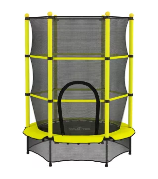 Cama Elástica Infantil Ø140 cm para Niños de 3-10 Años con Red de Seguridad Carga 50 kg para Interior Exterior Amarillo