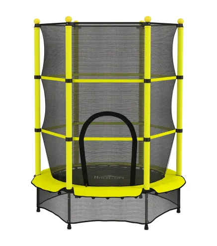 Cama Elástica Infantil Ø140 cm para Niños de 3-10 Años con Red de Seguridad Carga 50 kg para Interior Exterior Amarillo