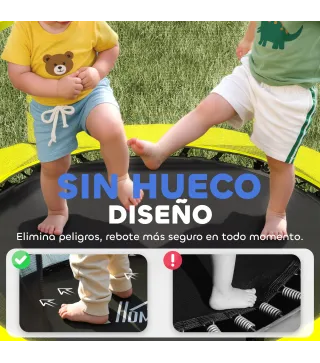 Cama Elástica Infantil Ø140 cm para Niños de 3-10 Años con Red de Seguridad Carga 50 kg para Interior Exterior Amarillo