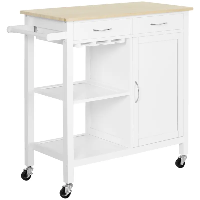 Carro de Cocina Carrito de Servir Multiusos Estantería Carrito Auxiliar con Ruedas para Baño Dormitorio con Estante Cajón Armari