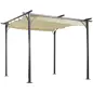 Pérgola de Jardín 3x3m Gazebo Cenador para Exterior con Techo Retráctil Tela Poliéster Impermeable y Anti-UV para Patio Terraza