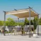 Pérgola de Jardín 3x3m Gazebo Cenador para Exterior con Techo Retráctil Tela Poliéster Impermeable y Anti-UV para Patio Terraza