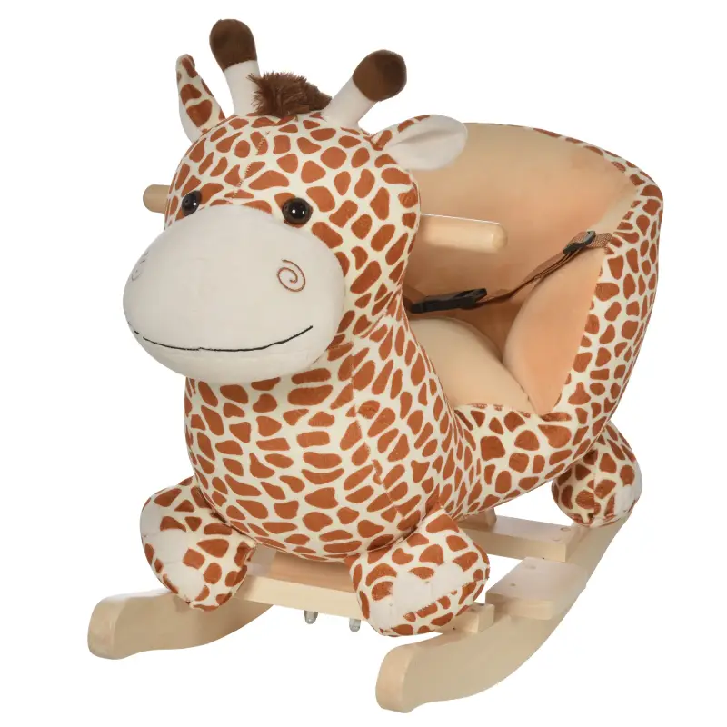 Caballito Balancín Infantil en Forma de Jirafa de Felpa para Bebés 18-36 Meses con Sonido y Cinturón 60x33x45 cm Marrón Caballito Balancín Infantil en Forma de Jirafa de Felpa para Bebés 18-36 Meses con Sonido y Cinturón 60x33x45 cm Marrón