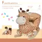 Caballito Balancín Infantil en Forma de Jirafa de Felpa para Bebés 18-36 Meses con Sonido y Cinturón 60x33x45 cm Marrón