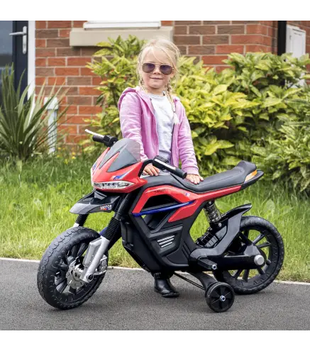 Moto Eléctrica Infantil Moto de Juguete Niños +3 Años Batería 6V con Luces y Música 105x52,3x62,3cm Rojo