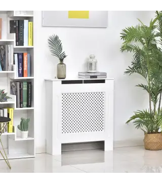 Cubre Radiadores, 78x19x82 cm, Cubierta para Radiador Moderna de MDF, con Estante Superior y Listones, para Salón, Dormitorio, P