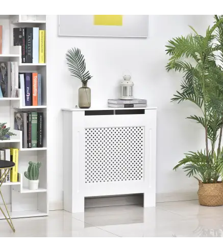 Cubre Radiadores, 78x19x82 cm, Cubierta para Radiador Moderna de MDF, con Estante Superior y Listones, para Salón, Dormi