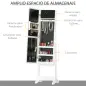 Espejo Joyero de Pie con 16 Luces LED y Ángulo Ajustable Organizador de Joyas con Estantes 36x30x136 cm Blanco Cálido