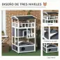 Caseta para Gatos de Madera 75,5x75x137 cm con Techo Asfáltico Plataformas para Interior y Exterior Gris