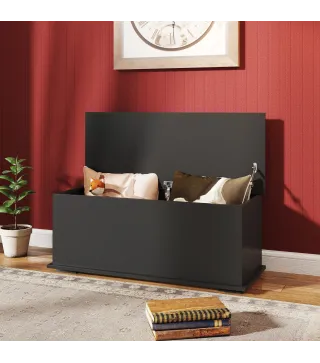 Arcón de Almacenamiento con Tapa Carga Máx. 120 kg para Dormitorio Salón 100x40x40 cm Negro