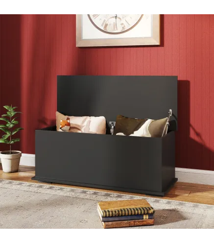 Arcón de Almacenamiento con Tapa Carga Máx. 120 kg para Dormitorio Salón 100x40x40 cm Negro