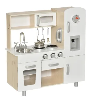Cocina de Juguete de Madera con Fregadero Cocina de Inducción y Microondas Simulados con Accesorios Incluidos Cocina Inf